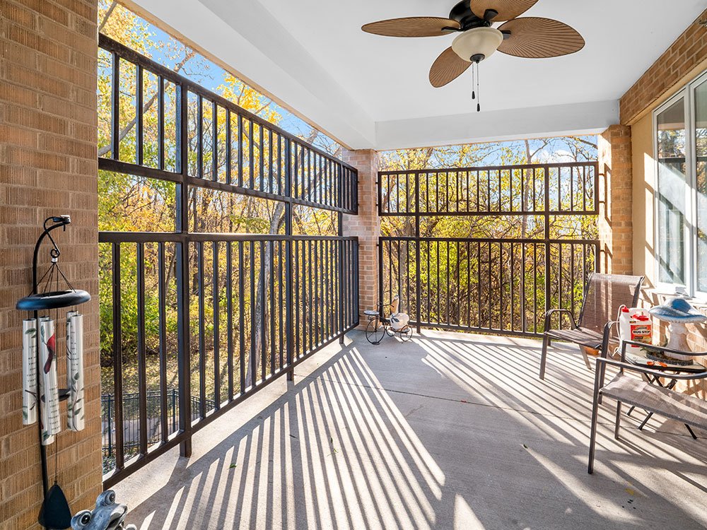 Porch available in Schuetzen Park independent living apartments at Good Samaritan Society - Davenport in Davenport, Iowa.