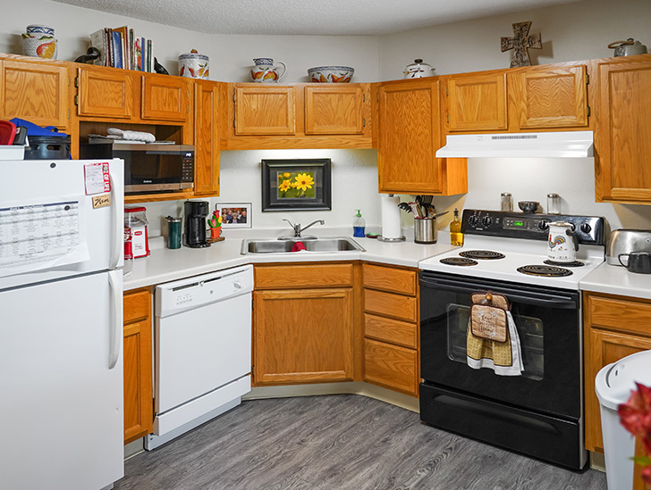 Kitchen in an Oaks building room at Good Samaritan Society - Heritage Grove in East Grand Forks, MN