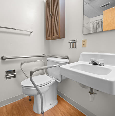 Assisted living apartment bathroom at Good Samaritan Society - Ellis