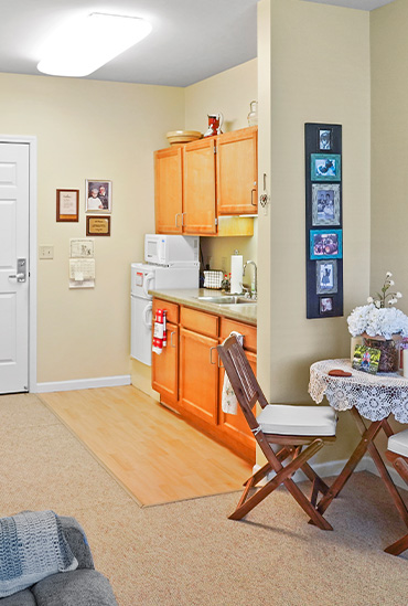 Senior living apartment entrance at Good Samaritan Society - Fargo in Fargo, North Dakota.