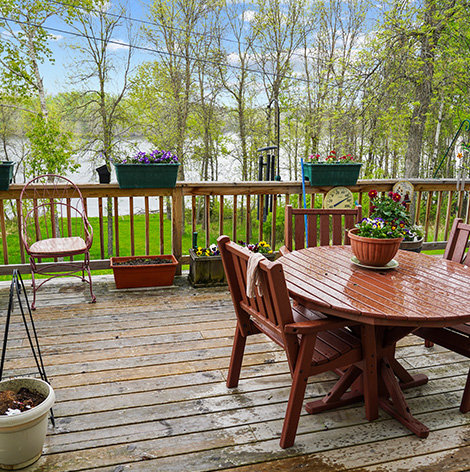 River's Edge independent living offers residents a community patio to enjoy the beauty of the outdoors at Good Samaritan Society - International Falls in International Falls, Minnesota.