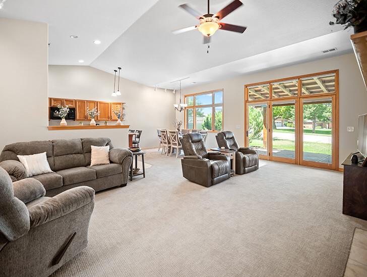 Independent Living twin home living room at Good Samaritan Society - Loveland Village in Colorado.