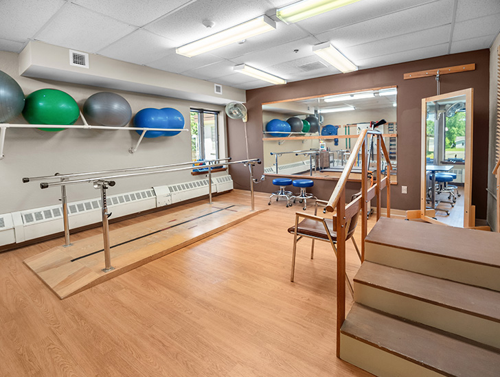 Good Samaritan Society - Pine River long-term care rehabilitation therapy gym.