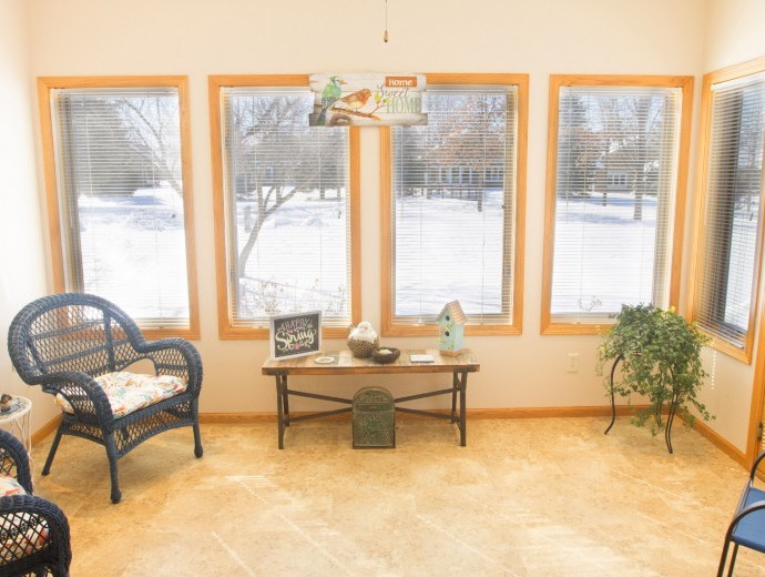 All seasons patio for entertaining available in the twin homes as Good Samaritan Society - Prairie Creek Village in Sioux Falls, South Dakota.