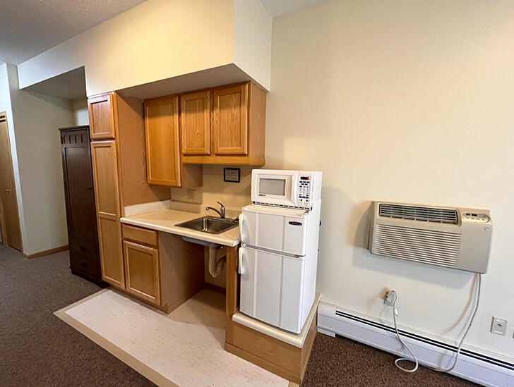 Independent living kitchenette at Good Samaritan Society - Syracuse