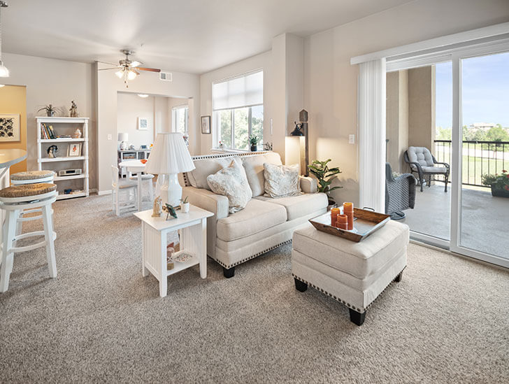 Independent living apartment living room at Good Samaritan Society - Water Valley Senior Living Resort