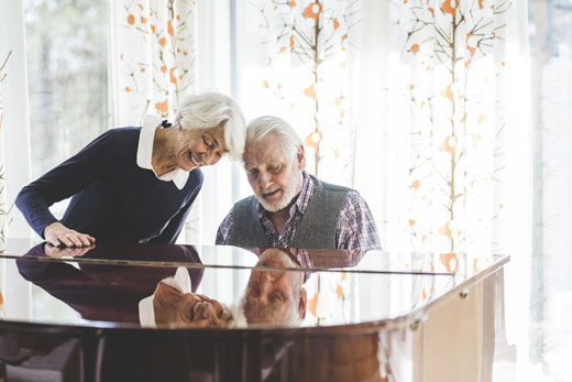 Couple playing the piano.
