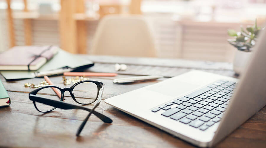Glasses and a computer.