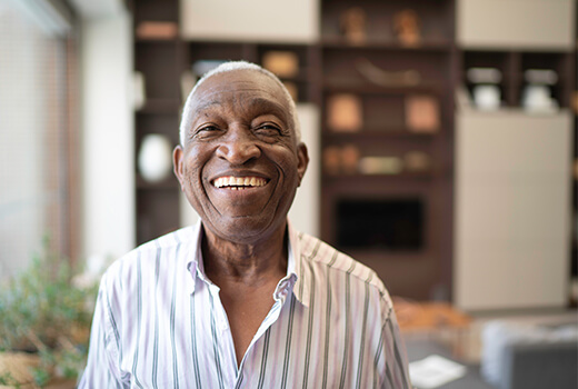 Resident grinning happily