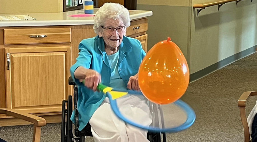 Gladys Lewis participating in an activity at Good Samaritan Society - St. James