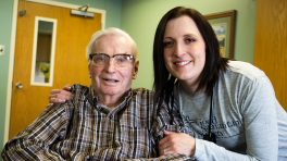 A Good Samaritan Society nurse and resident smile.