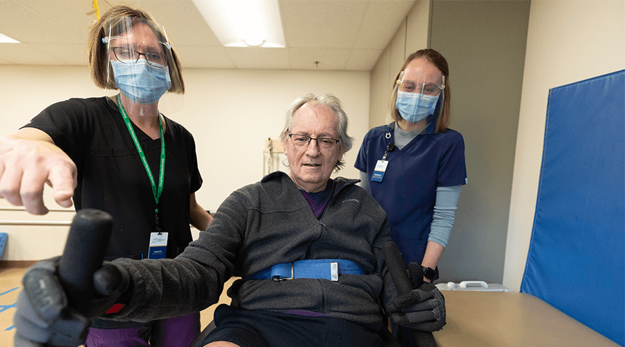 Lowell Abele doing occupational therapy at Maplewood