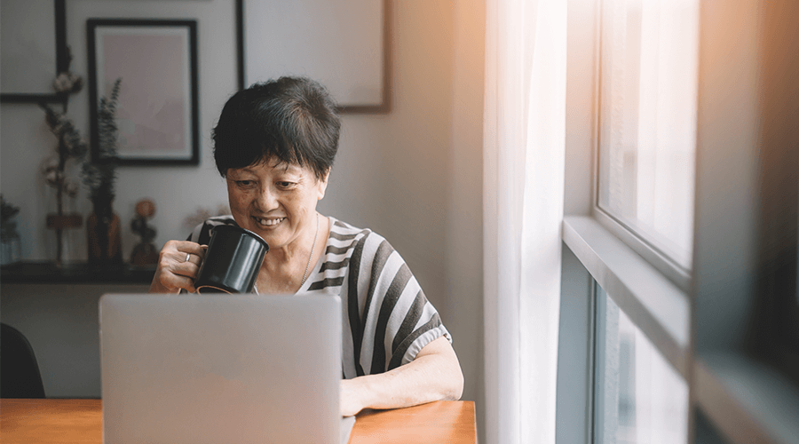 Stock image of a woman using a laptop
